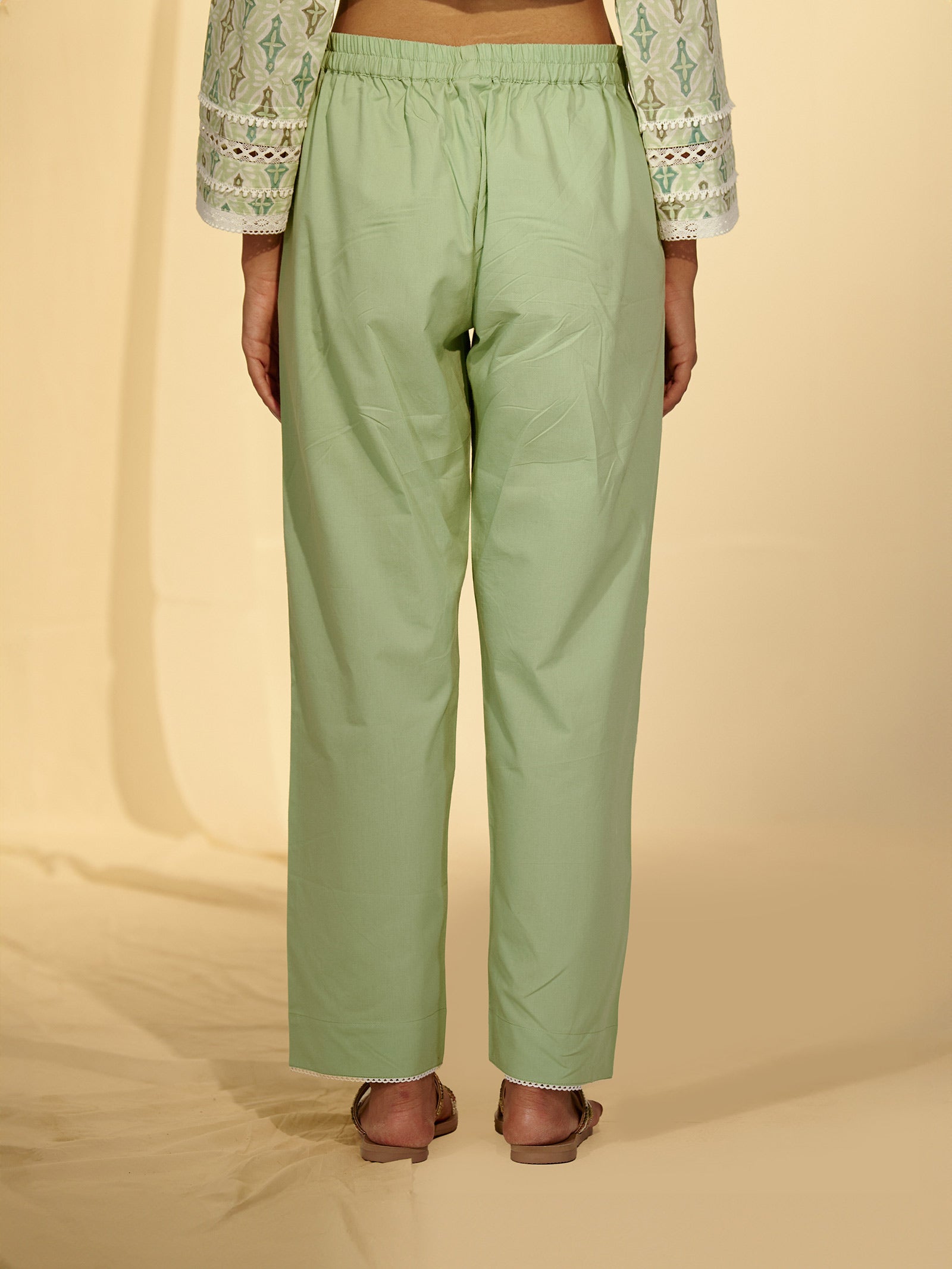 Hint Of Mint Cotton Straight Pant