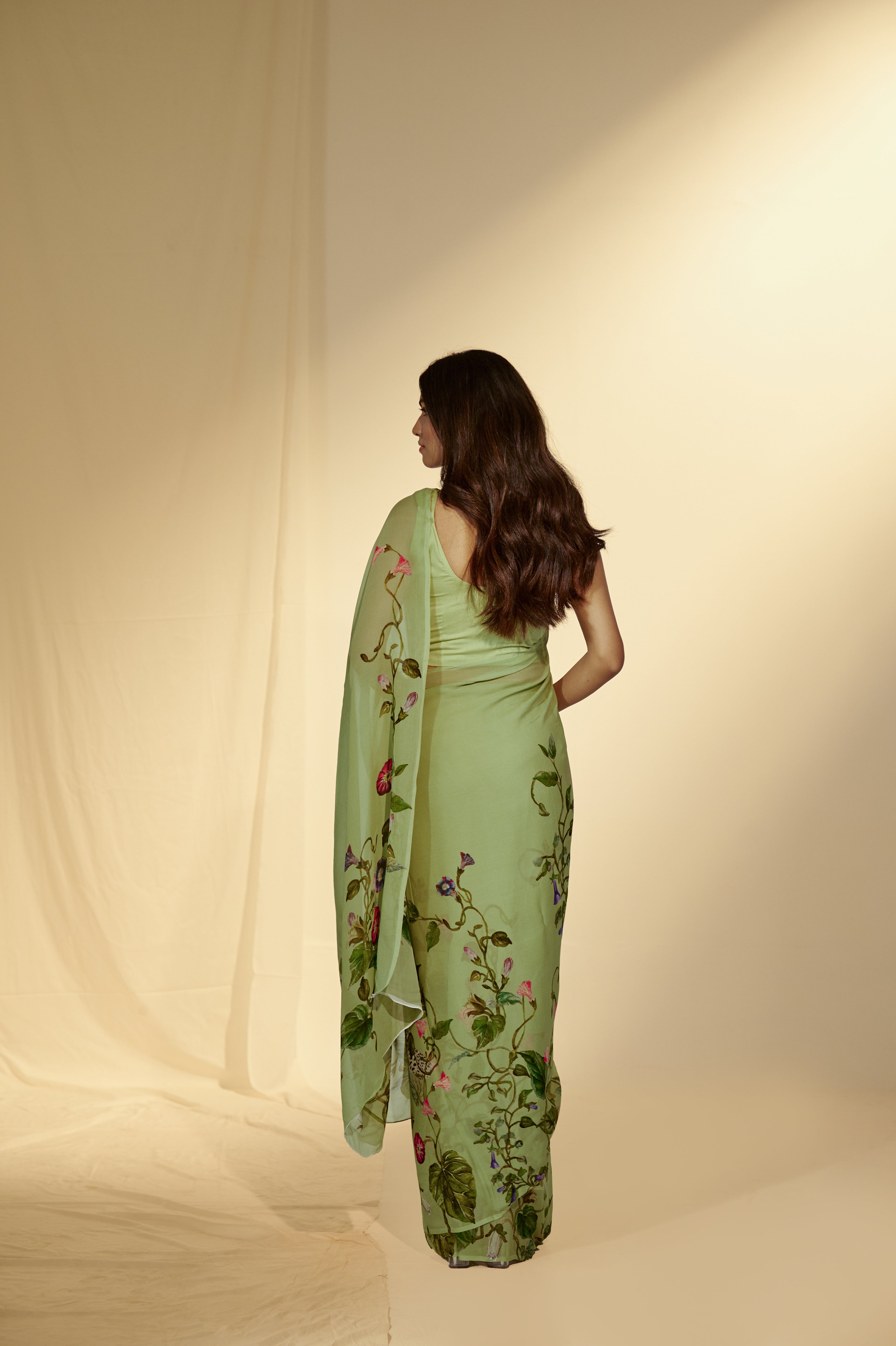 Enchanted Forest - Leopards & Creeper Chiffon Saree