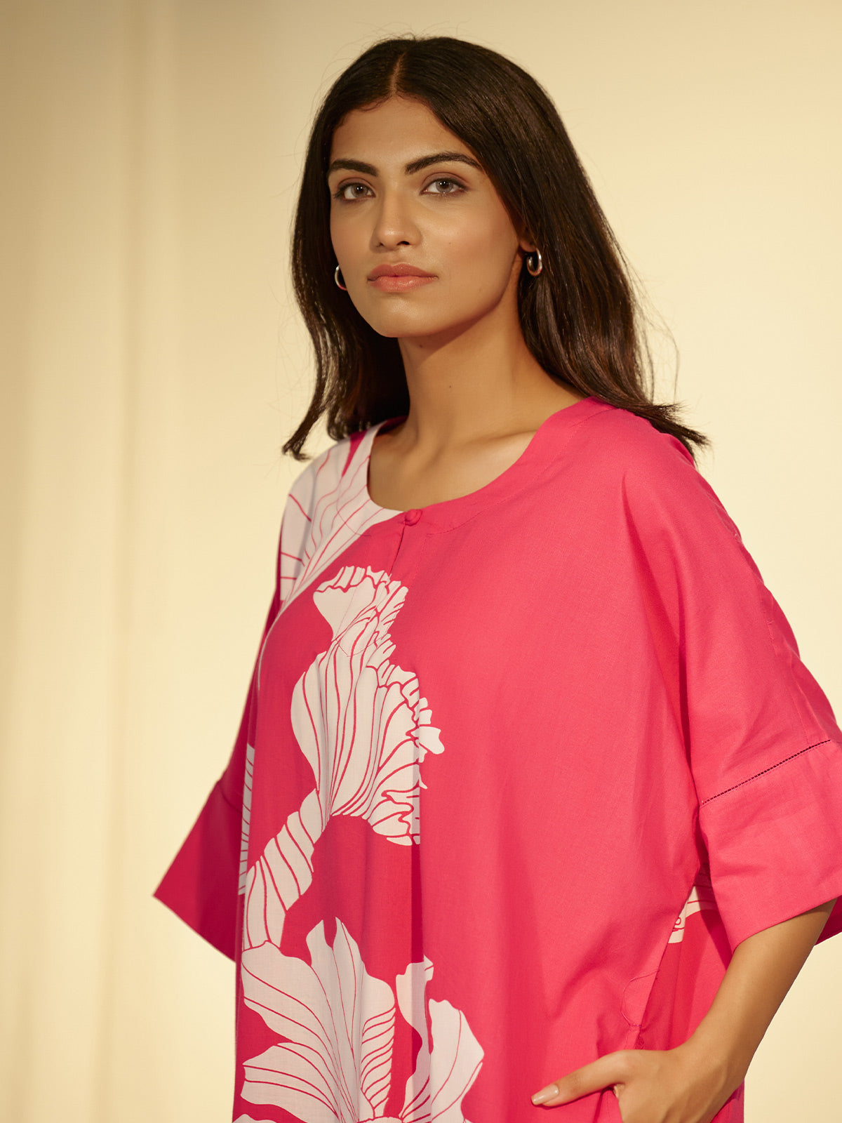 Cocktail Hot Pink Cotton Kaftan