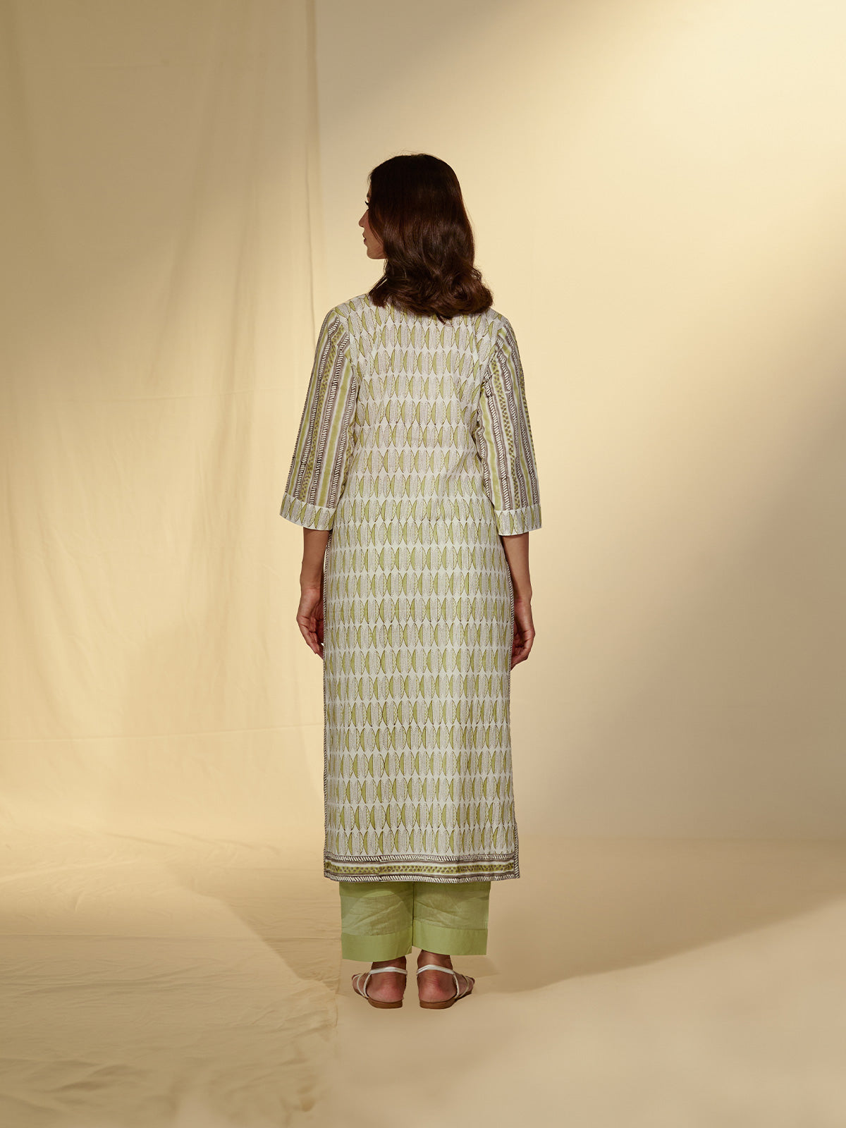 Tea Green Cotton Kurta