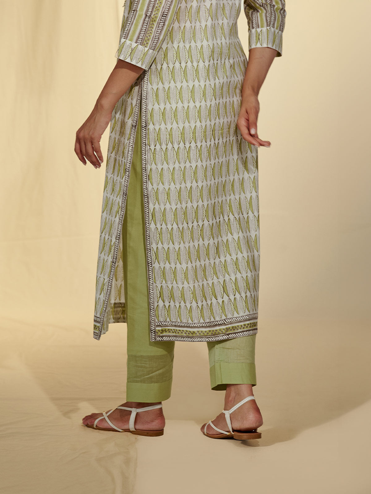 Tea Green Cotton Kurta