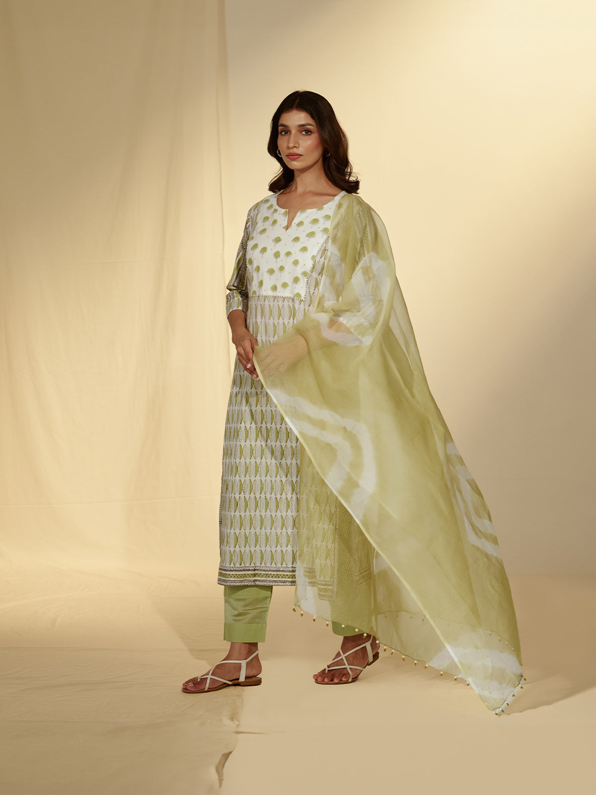 Tea Green Kota Dupatta