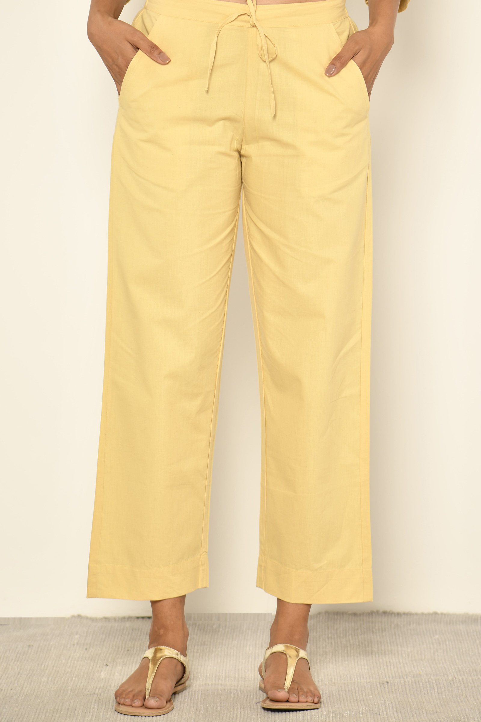 Buy Yellow Gulzaar Khadi Frayed Pant by Designer Sunira Designs Online at  Ogaancom