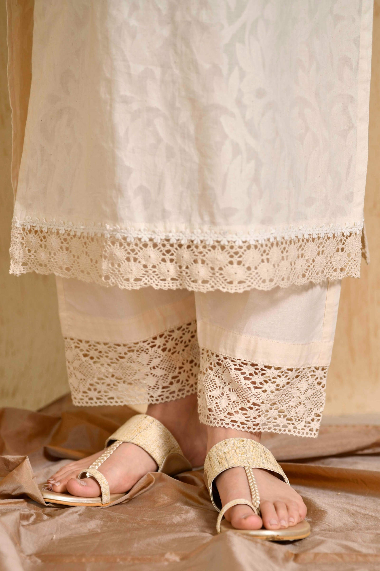 KAAJH Pants : Buy KAAJH Womens Trendy White Laced Cotton Pant Online |  Nykaa Fashion