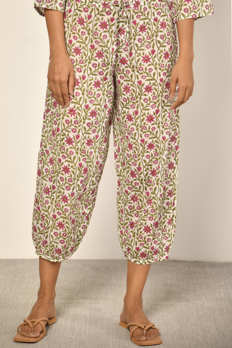 Pink Flower Voile Afghani Pant