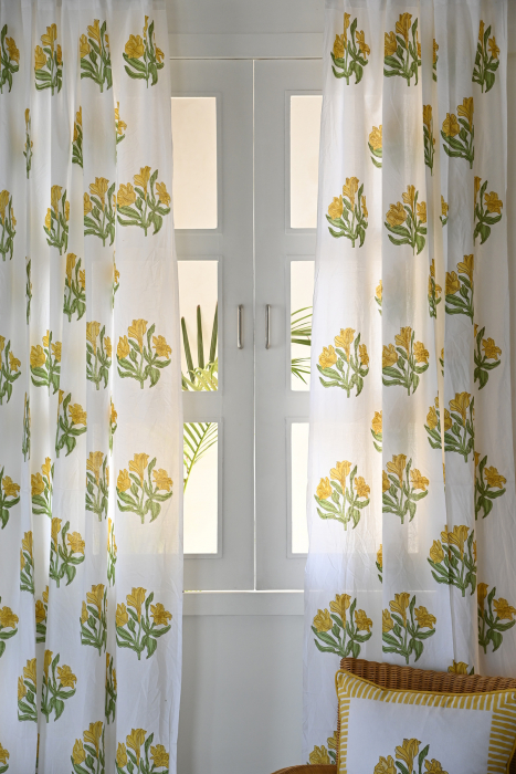 Sunflower Lilium Yellow Curtain 