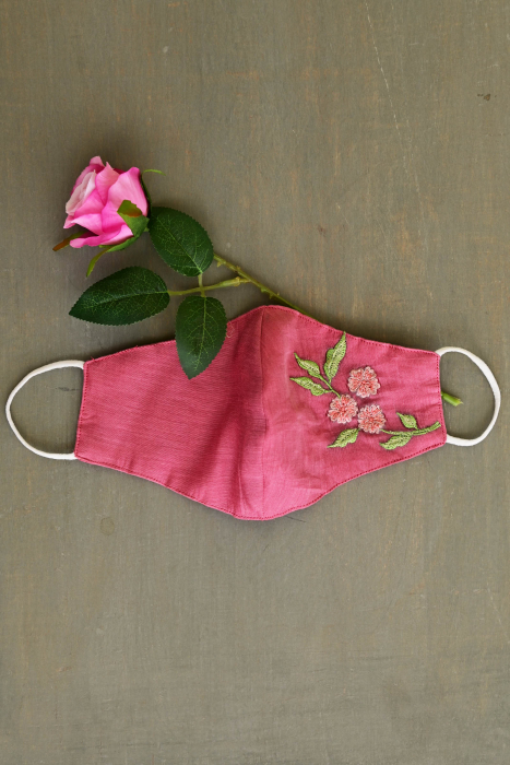Warm Pink Embroidered Mask