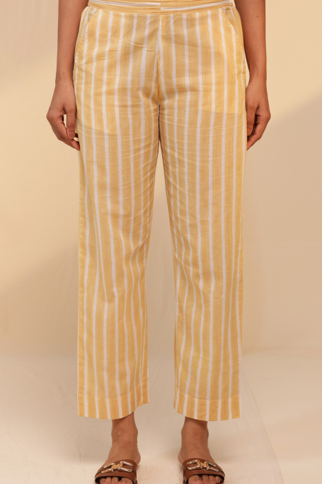 Blazing Yellow Voile Straight Pant