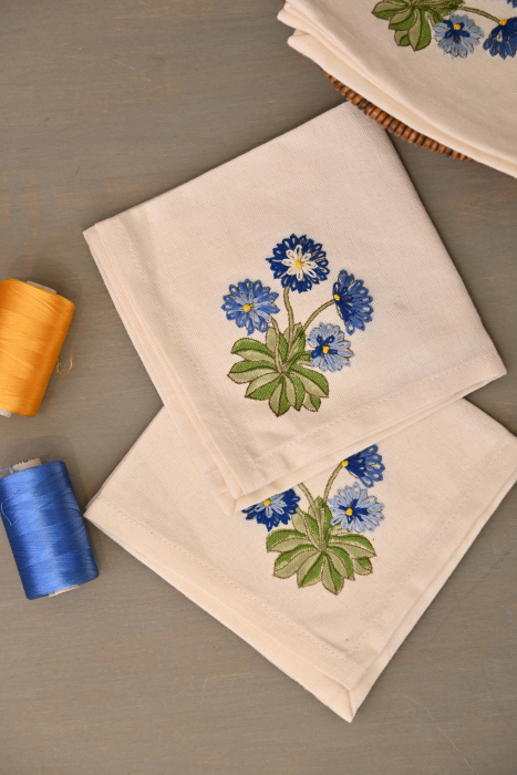 Blue Daisy Luncheon Napkin Set Of 6