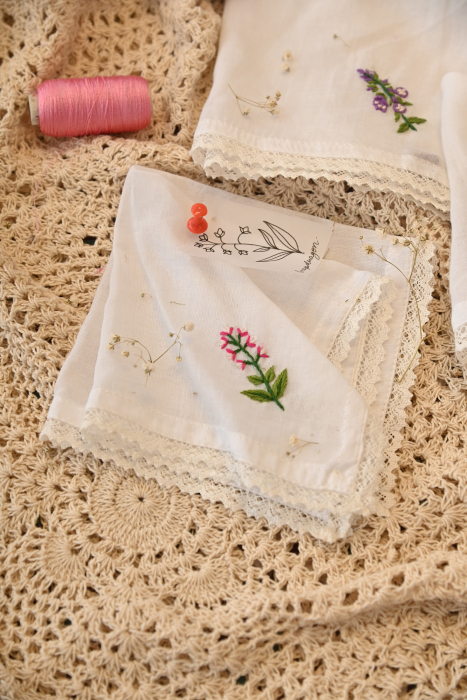 Fuchsia Vintage Handkerchief