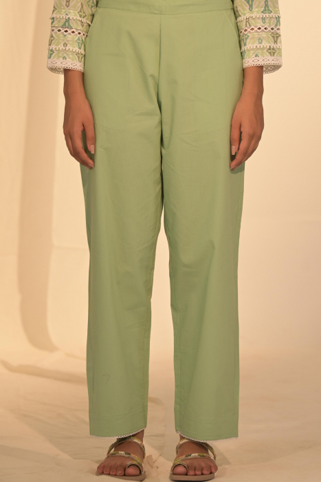 Hint Of Mint Cotton Straight Pant