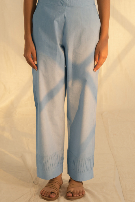 Blue Roses Cotton Straight Pant