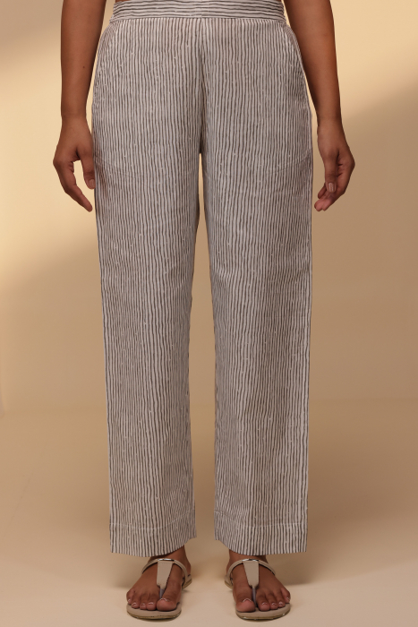 Striped Cotton Straight Pant