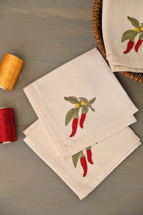 Red Chilly Luncheon Napkin Set Of 6